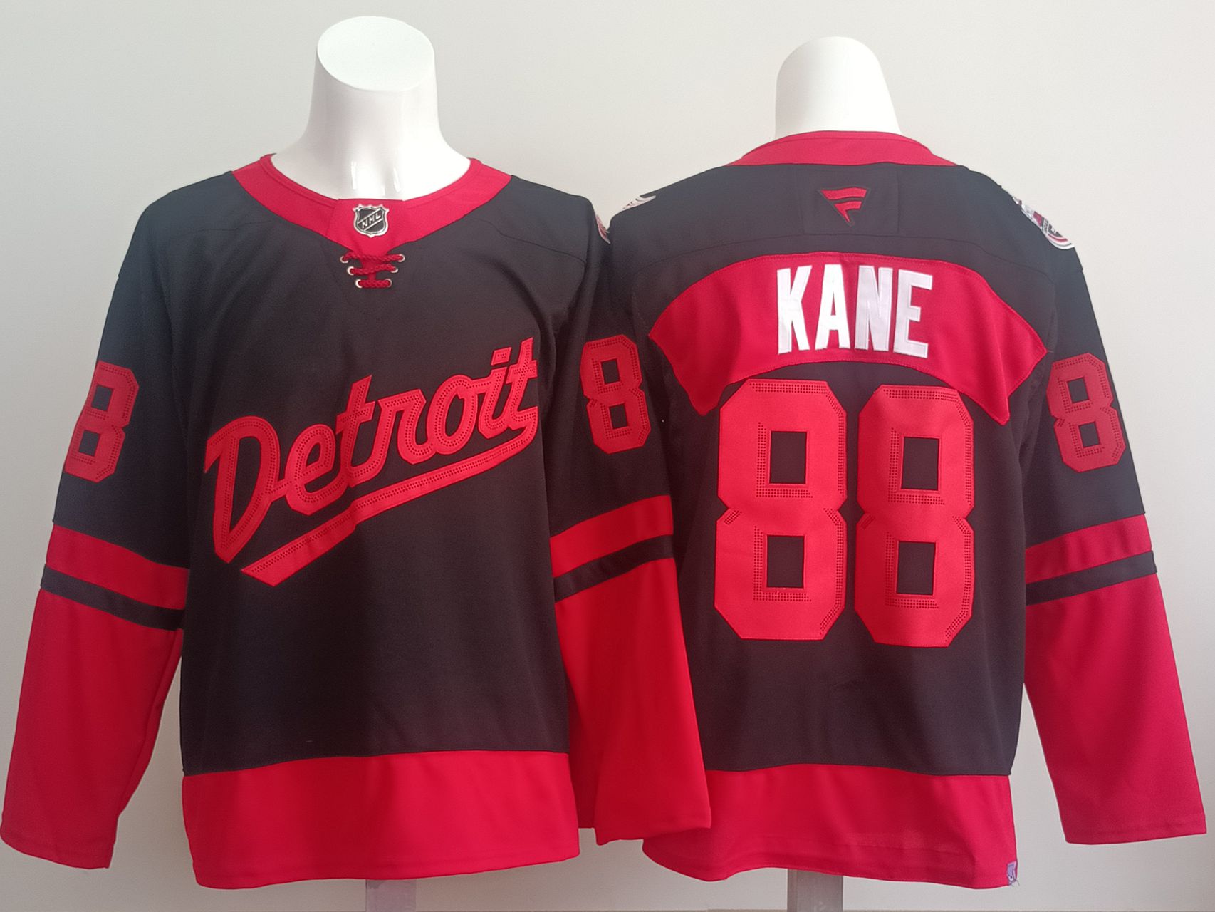 Men Detroit Red Wings #88 Kane Black red 2025 Fanatics Home Premium NHL Jersey style 1->detroit red wings->NHL Jersey
